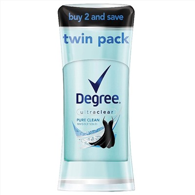Degree Women UltraClear Antiperspirant Deodorant, Black+White Pure Clean, 2.6 oz, Twin Pack