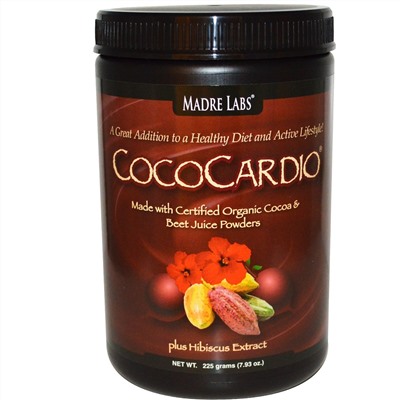 Madre Labs, CocoCardio, Сертифициаронный орагнический порошок какао и сока свеклы, с экстрактом гибискуса