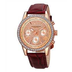 Rose Goldtone & Burgundy Embellished Chronograph Watch