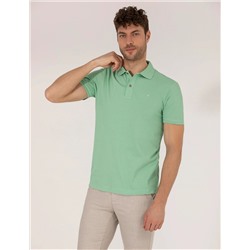 Açık Yeşil Regular Fit Polo Yaka Basic Tişört