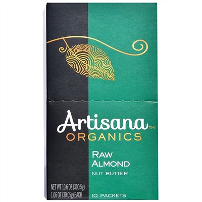 Artisana, Ореховое масло из сырого миндаля, 10 пакетиков, 1,06 унции (30,05 г) каждый