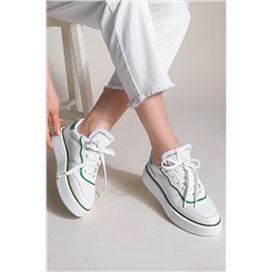 Marjin Kadın Sneaker Yüksek Taban Bağcıklı Spor Ayakkabı Lekya yeşil 20Y0033PM99116