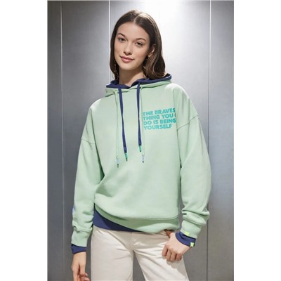 Sudadera capucha felpa verde logo