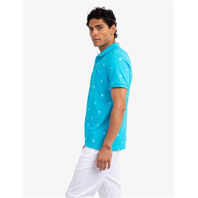 PALM PRINT PIQUE POLO SHIRT