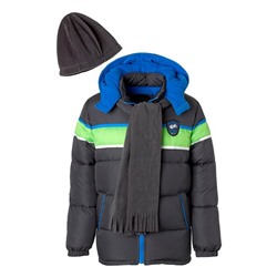Charcoal & Green Puffer Coat - Toddler & Boys