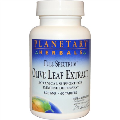 Planetary Herbals, Полный спектр, экстракт оливковых листьев, 825 мг, 60 таблеток
