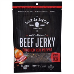 Country Archer Jerky, Натуральная вяленая говядина, Молотый красный перец, 3 унции (85 г)