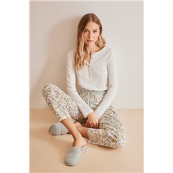 Pantalón pijama largo 100% algodón carrot flores