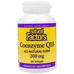 Natural Factors, Кофермент Q10, 200 мг, 60 мягких желатиновых капсул