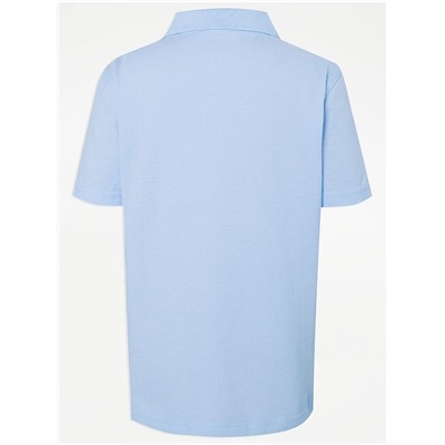 Light Blue Easy On Short Sleeve School Polo Shirts 2 Pack