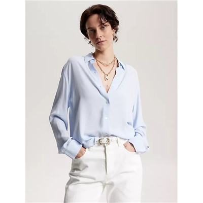 TOMMY HILFIGER RELAXED FIT SOLID CREPE SHIRT