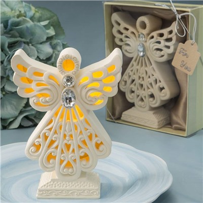 Gifts by Fashion Craft Crafted Resin Glowing Angel Statue Figurine with LED Light, 4 1/2 Inch