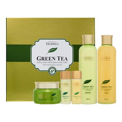 DEOPROCE PREMIUM GREENTEA TOTAL SOLUTION 3 SET  Набор: Тонер, Эмульсия, Крем 260мл*2,