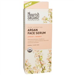 Nourish Organic, Увлажняющая аргановая сыворотка для лица, Абрикос + шиповник, 0,7 унции (20 мл)