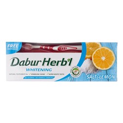 DABUR Toothpaste Herb’l Salt &amp; Lemon Зубная паста соль и лимон с зубной щеткой 150г