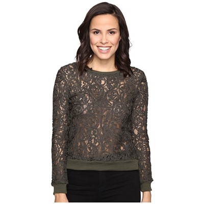 Lace Long Sleeve Textured Top