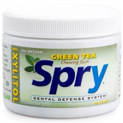 Xlear, Spry, жевательная резинка, зеленый чай, без сахара, 100 штук (108 г)