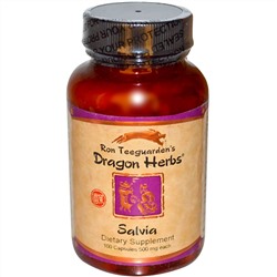 Dragon Herbs, Шалфей, 500 мг, 100 капсул