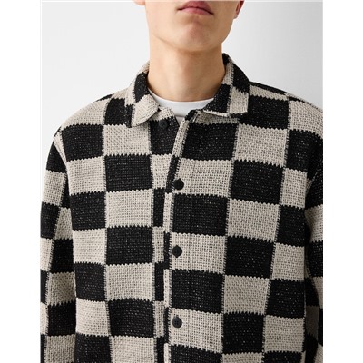 Long sleeve checkered print shirt