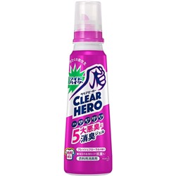 KAO CLEAR HERO Гель-дезодорант для белья от 5 неприятных запахов, аромат свежих цветов, бутылка