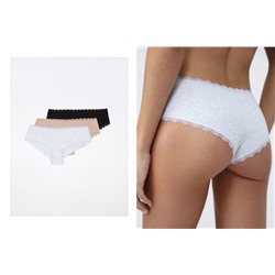 PACK OF 3 HIPSTER BRIEFS WITH LACE TRIM