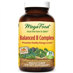 MegaFood, Сбалансированный комплекс витаминов В (Balanced B Complex), 30 таблеток