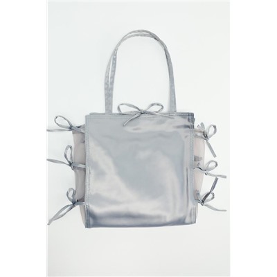 SATIN SHOPPER BAG WITH BOWS