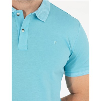 Açık Mavi Slim Fit Polo Yaka Merserize Tişört