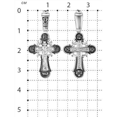 Крест из чернёного серебра - 3,4 см 925 пробы 3-276чч