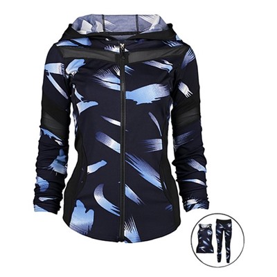 Black & Blue Abstract Three-Piece Activewear Jacket Set - Juniors Dolce Bonita