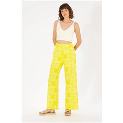 Kadın Neon Sarı Örme Pantolon
