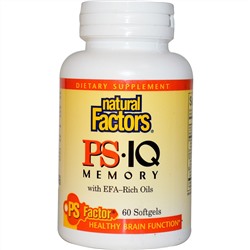 Natural Factors, PS• IQ, фосфатидилсерин и незаменимые жирные кислоты для памяти, 60 капсул