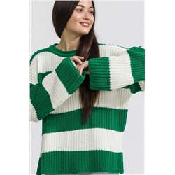 Женский вязаный свитер оверсайз в полоску Happy Fox