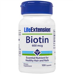 Life Extension, Биотин, 600 мкг, 100 капсул