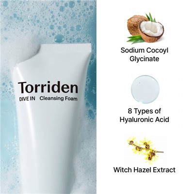 Увлажняющая пенка для лица с низкомолекулярной гиалуроновой кислотой Torriden Renew Dive In Low Molecular Hyaluronic Acid Cleansing Foam 150ml
