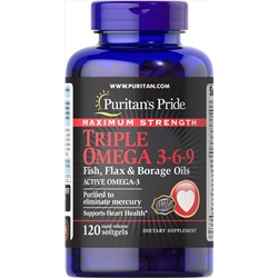 Maximum Strength Triple Omega 3-6-9 Fish, Flax & Borage Oils