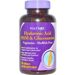 Natrol, Комплекс «Гиалуроновая кислота MСM и глюкозамин», 90 капсул