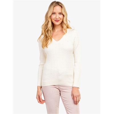 SOFT CABLE V-NECK SWEATER