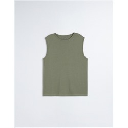 Sleeveless Basic T-shirt, Men, Green