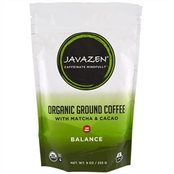 Javazen, Organic Ground Coffee with Matcha & Cacao, Balance, 9 oz (255 g)