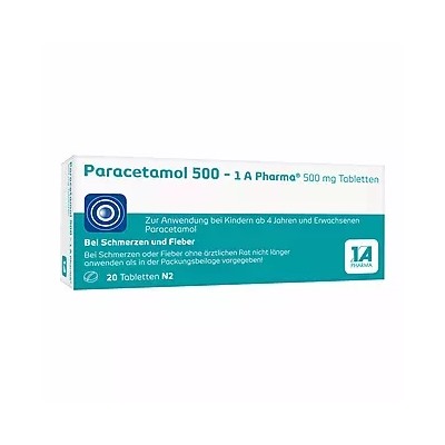Paracetamol 500 - 1 A Pharma 500 mg Tabletten, 20 St