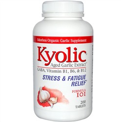 Wakunaga - Kyolic, Экстракт зрелого чеснока, помощь при стрессе и усталости, формула 101 200 таблеток