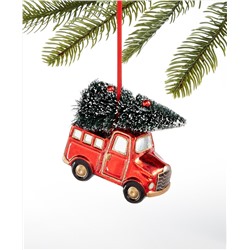 Holiday Lane Christmas Cheer Glass Car with Trimmed Tree Ornament, Created for Macy's
