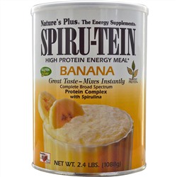 Nature's Plus, Spiru-Tein, энергетический продукт с высоким содержанием белка, со вкусом банана, 2,4 фунта (1088 г)