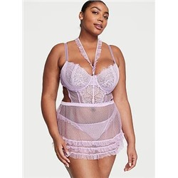 Wicked Unlined Lace & Mesh High-Neck Apron