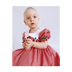 Le Petite Sole Çocuk Kırmızı Kirazlı Kısa Kollu Elbise KRMZKRZL02