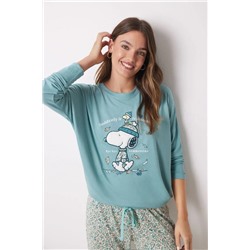 Pijama largo soft touch verde Snoopy