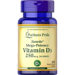 Puritan's Pride Vitamin D3 10000 IU Bolsters Health Immune System Support and Healthy Bones & Teeth Softgels, Yellow, 100 Count