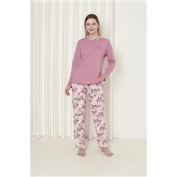 AHENGİM Woman Kadın Pijama Takımı Süprem Uzun Kol Çiçekli Pamuklu Mevsimlik W20242241 1-2-10001181