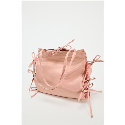 SATIN SHOPPER BAG WITH BOWS